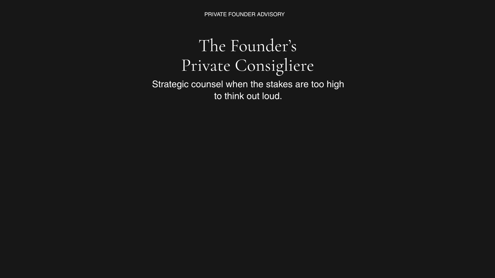 Founder's Advisory by Jacquelyn Van Tuyl